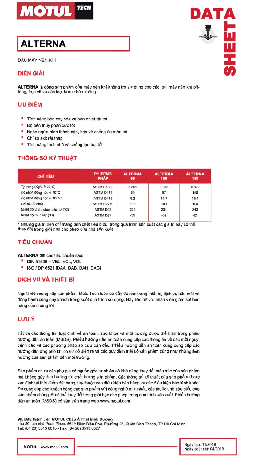 Dầu máy nén khí Motul Vis 32-46-68.