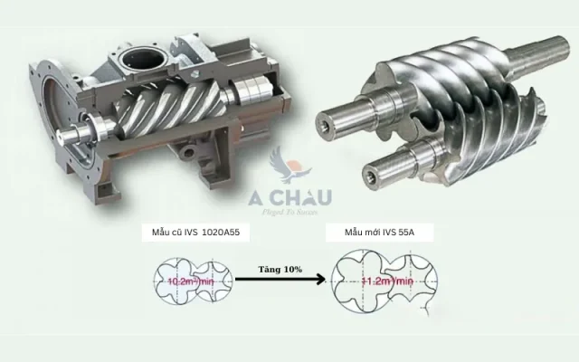 Hình ảnh so sánh đầu nén mới và đầu nén cũ kobelco