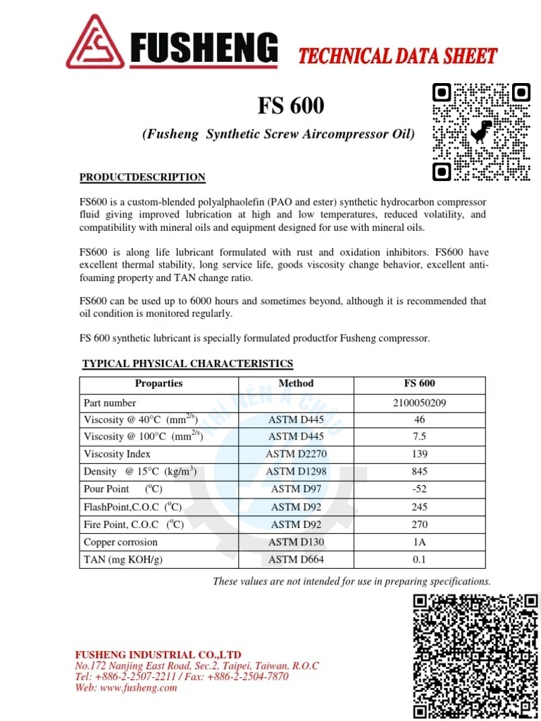 bảng dữ liệu Fusheng fs600 msds