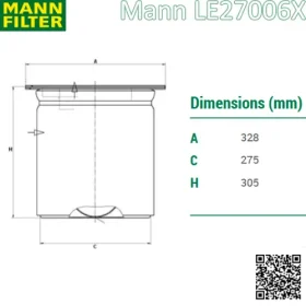 Lọc tách dầu LE27006X Mann filter cho máy nén khí