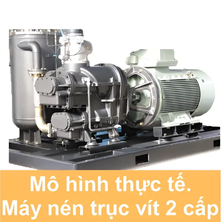 Máy nén trục vít dầu Trung Quốc 2 cấp nén