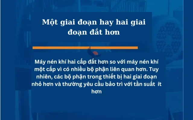 Máy nén khí một cấp hay hay cấp đắt hơn